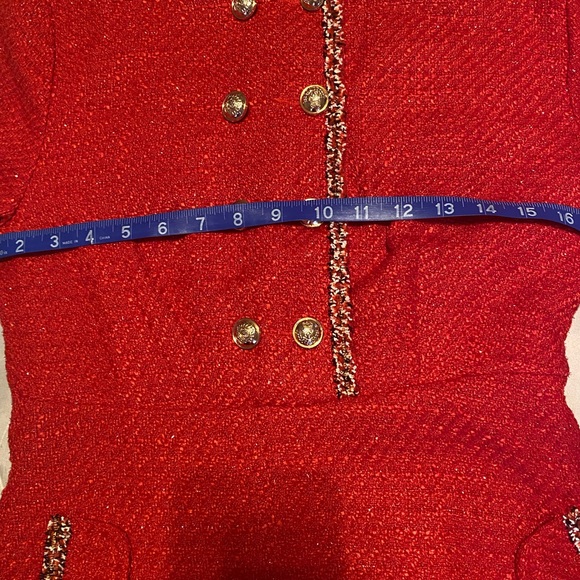 Shein Red Tweed Dress with Gold Buttons - Picture 11 of 11